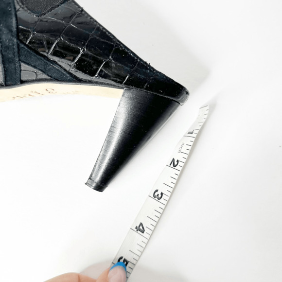 Brighton Romeo Mules Italian Black Patent Leather Kitten Heel Croc embossed 9.5 - Picture 7 of 7